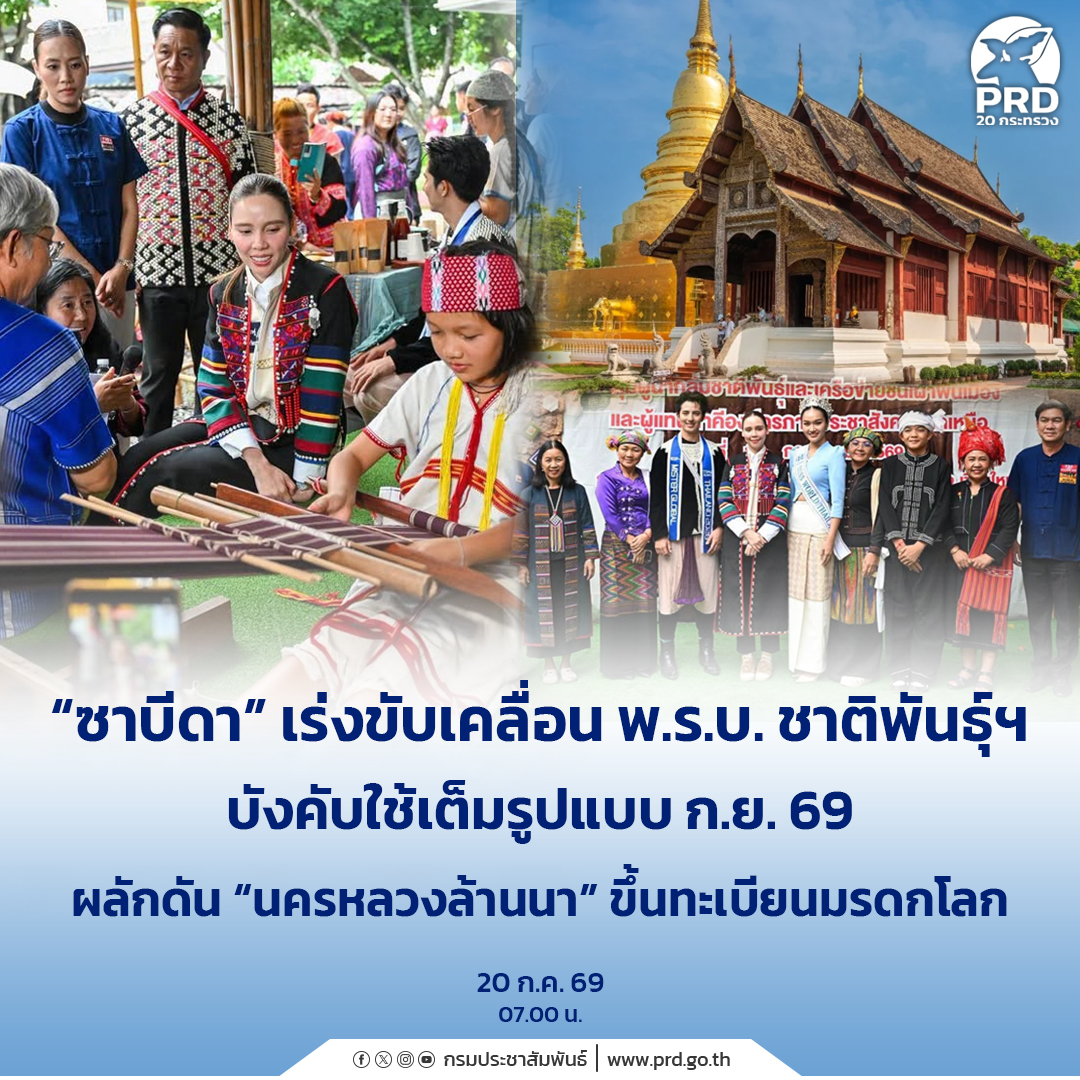&ldquo;ซาบีดา&rdquo; เร่งขับเคลื่อน พ.ร.บ. ชาติพันธุ์ฯ บังคับใช้เต็มรูปแบบ ก.ย. 69 ผลักดัน &ldquo;นครหลวงล้านนา&rdquo; ขึ้นทะเบียนมรดกโลก &nbsp;